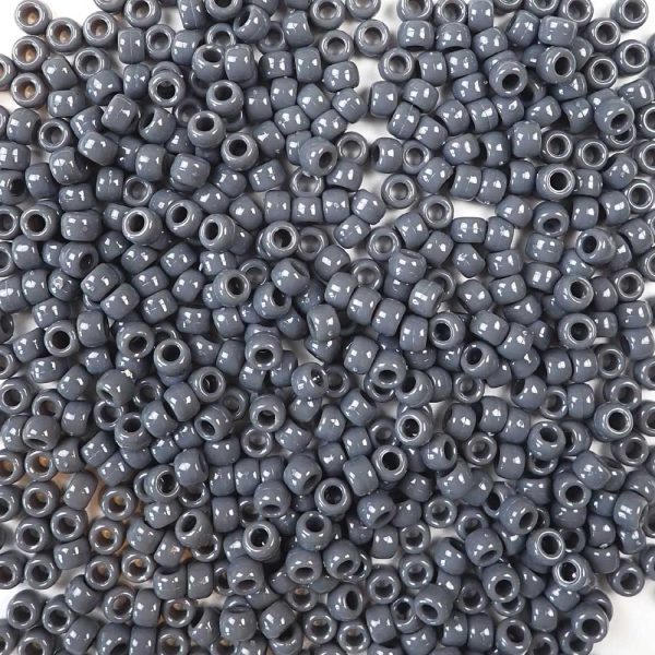 Dark Gray Plastic Pony Beads 6 x 9mm, 500 beads Supply - Image 2