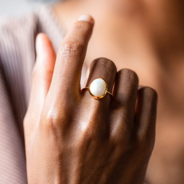 Simple Semi Precious Pearl Ring Sale - Image 3