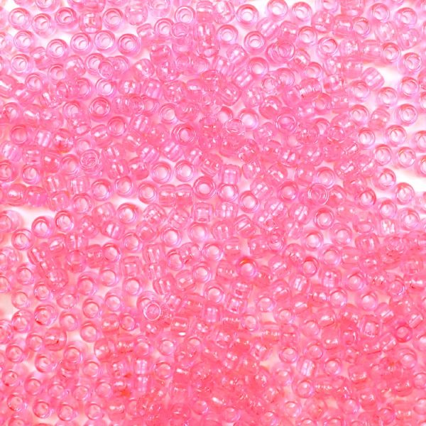 Pink Transparent Plastic Pony Beads 6 x 9mm, 500 beads Online - Image 2