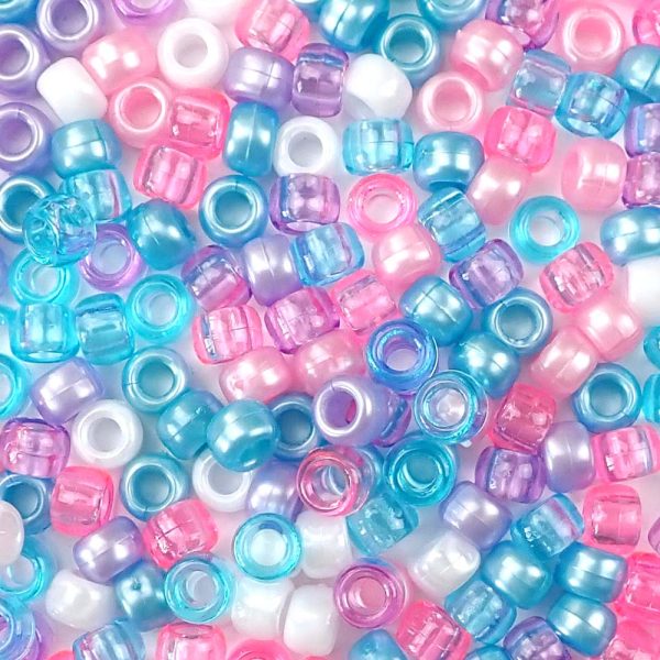 Unicorn Pastel Mix Plastic Pony Beads 6 x 9mm, 500 beads For Sale