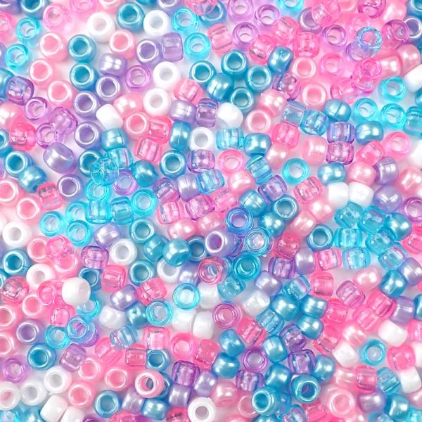 Unicorn Pastel Mix Plastic Pony Beads 6 x 9mm, 500 beads For Sale - Image 2