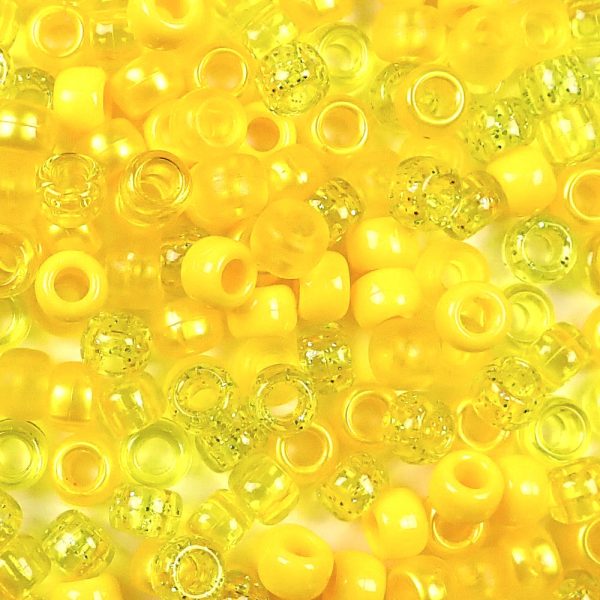 Yellow Multicolor Mix Plastic Pony Beads 6 x 9mm, 500 beads Hot on Sale