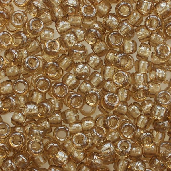 Light Smoky Topaz Brown Transparent Plastic Pony Beads 6 x 9mm, 500 beads Online
